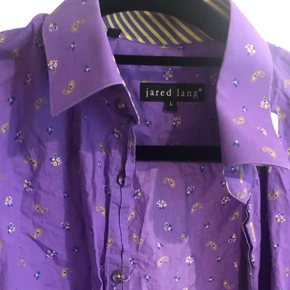 Jared Lang Men’s Purple Paisley Button Down Shirt Large - Picture 5 of 7